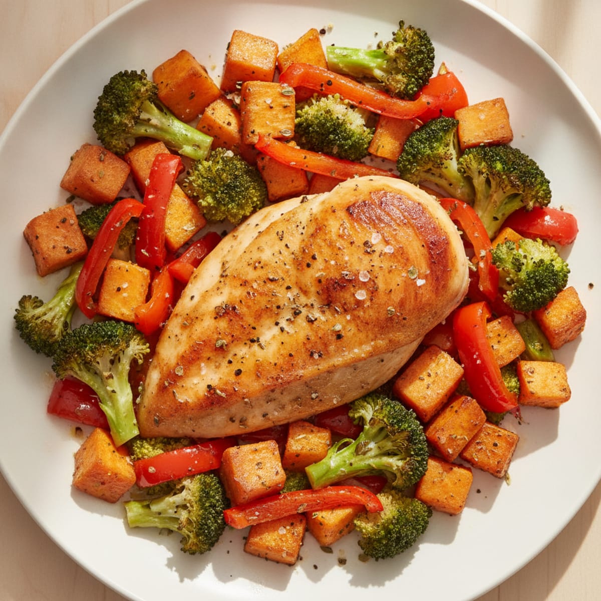 Herb-Roasted Chicken and Rainbow Vegetable Plate