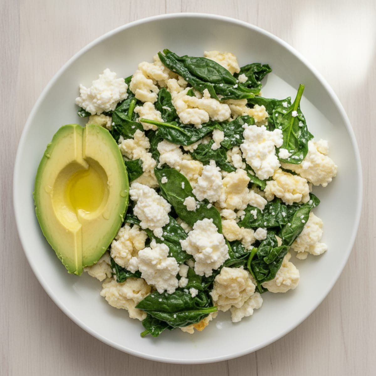 Egg White and Spinach Scramble with Cottage Cheese