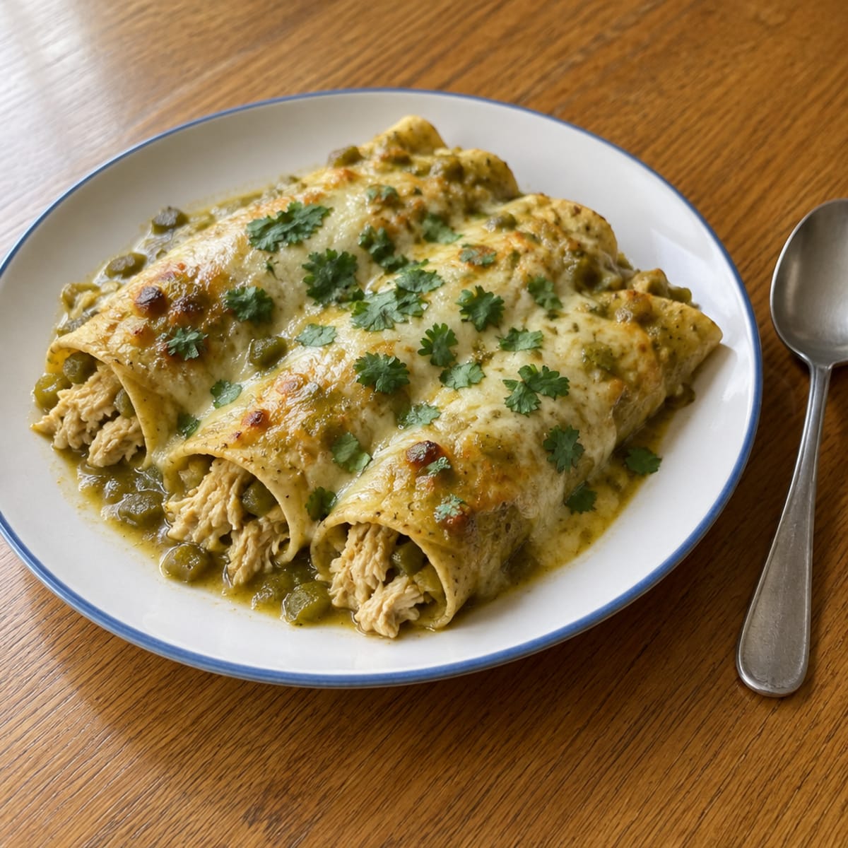 Green chili chicken enchiladas