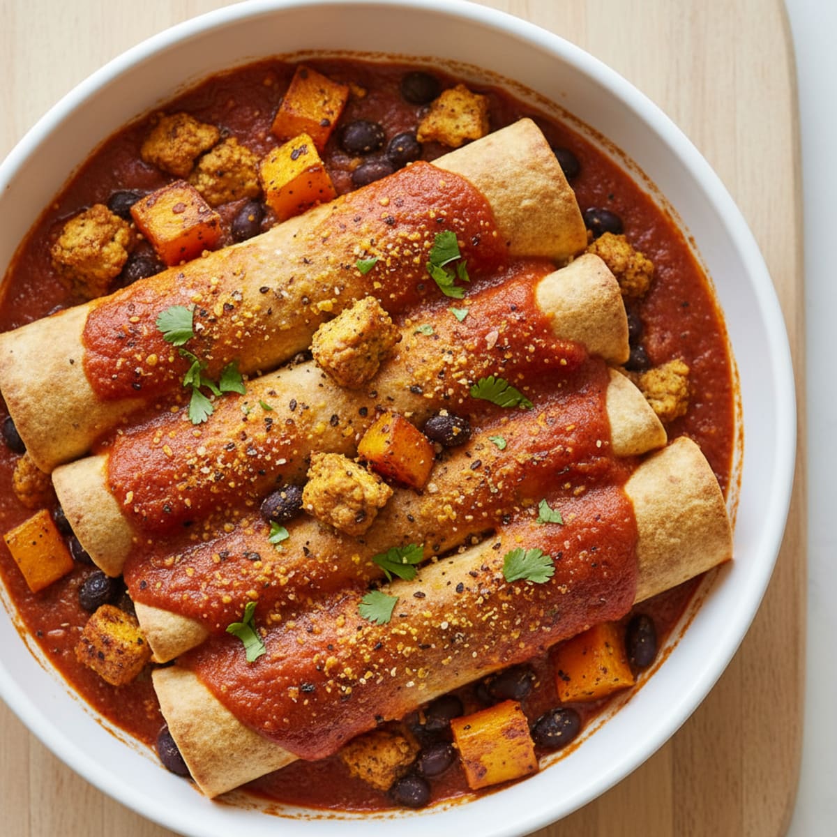 Butternut Squash Tofu Enchiladas
