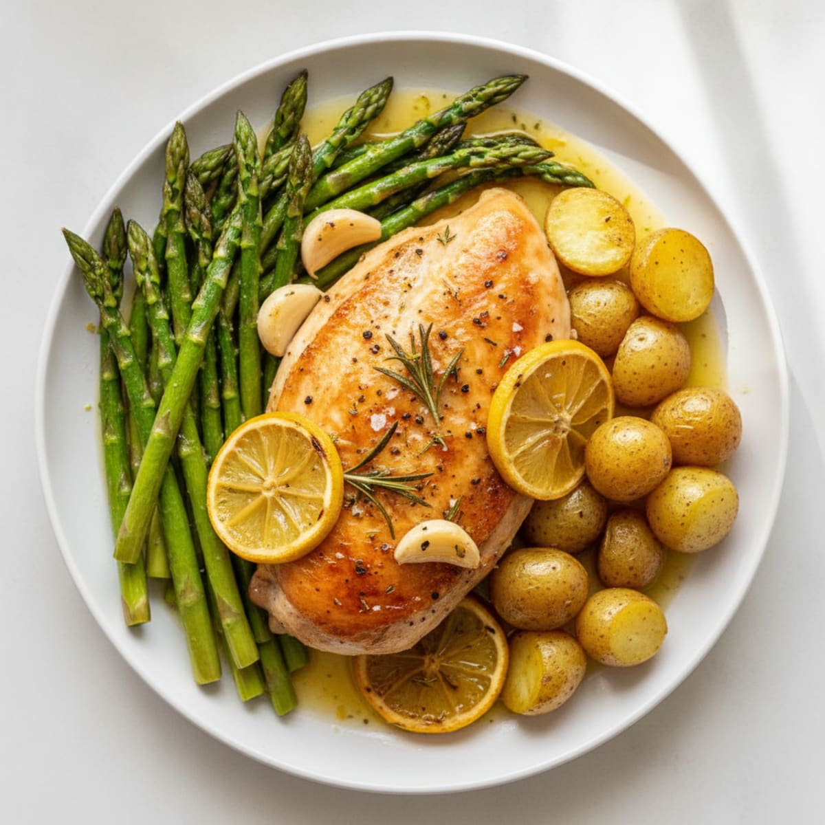 Lemon Herb Roasted Chicken with Asparagus