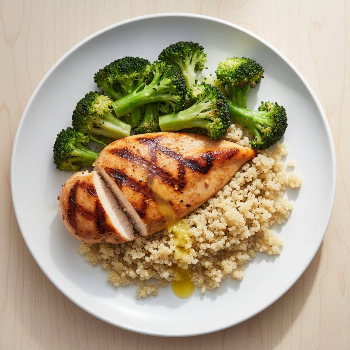 Grilled Chicken Breast with Quinoa and Steamed Broccoli
