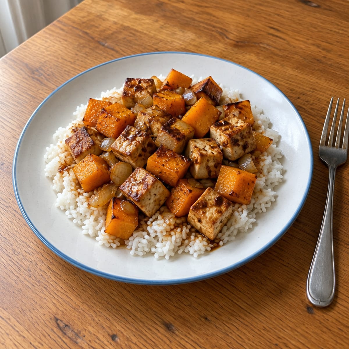 Roasted tofu and butternut squash