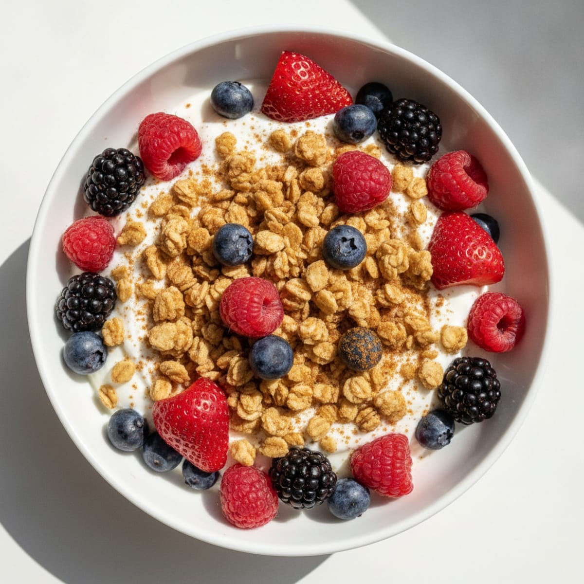Creamy Greek Yogurt Parfait with Protein Granola and Mixed Berries