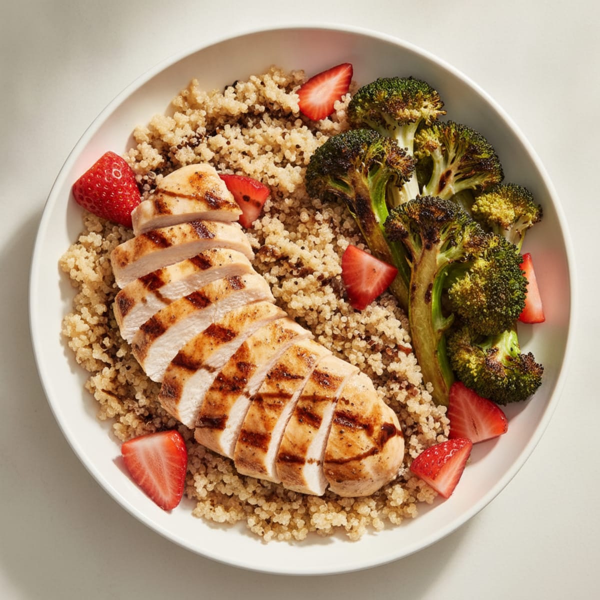 Grilled Chicken and Quinoa Bowl with Roasted Broccoli