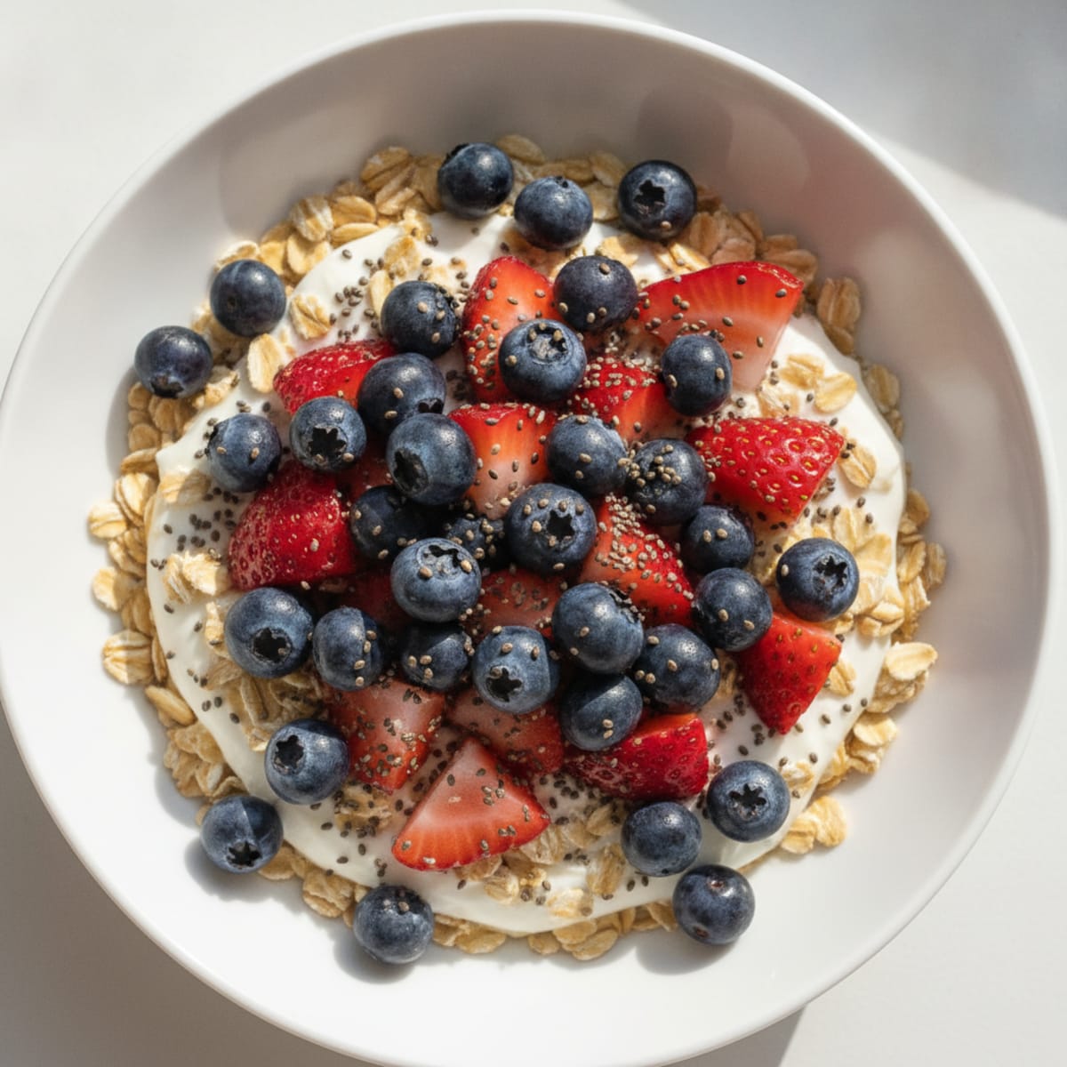 Oats and Greek Yogurt Protein Bowl with Fresh Berries
