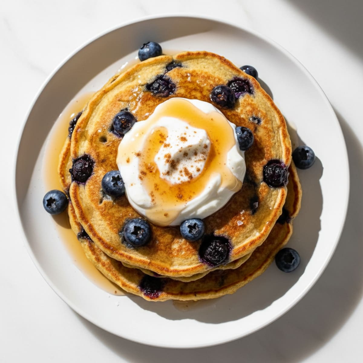 Blueberry Chickpea Pancakes with Maple Syrup