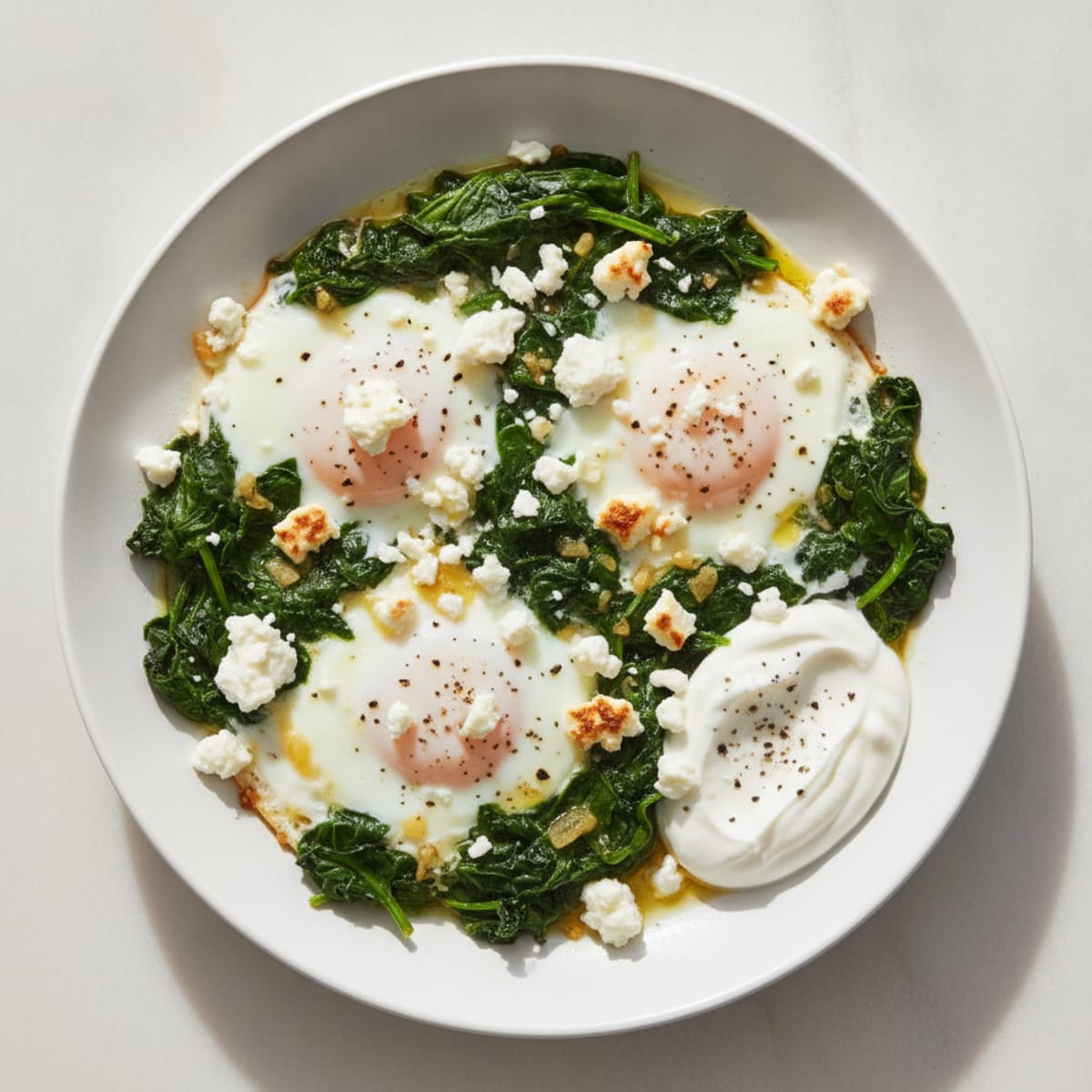 Protein-Packed Baked Eggs with Garlicky Spinach