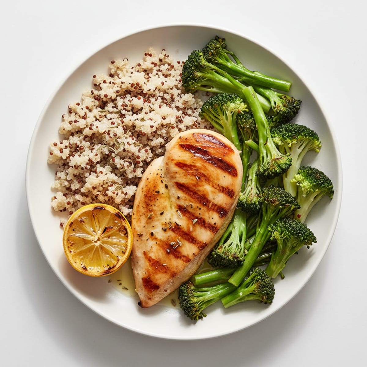 Grilled Chicken Breast with Quinoa and Steamed Broccoli