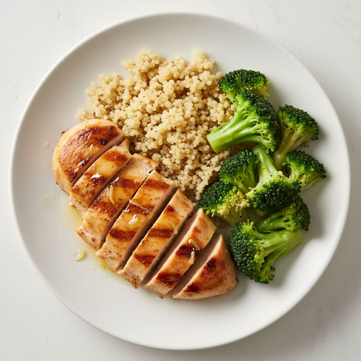 Grilled Chicken Breast with Quinoa and Steamed Broccoli