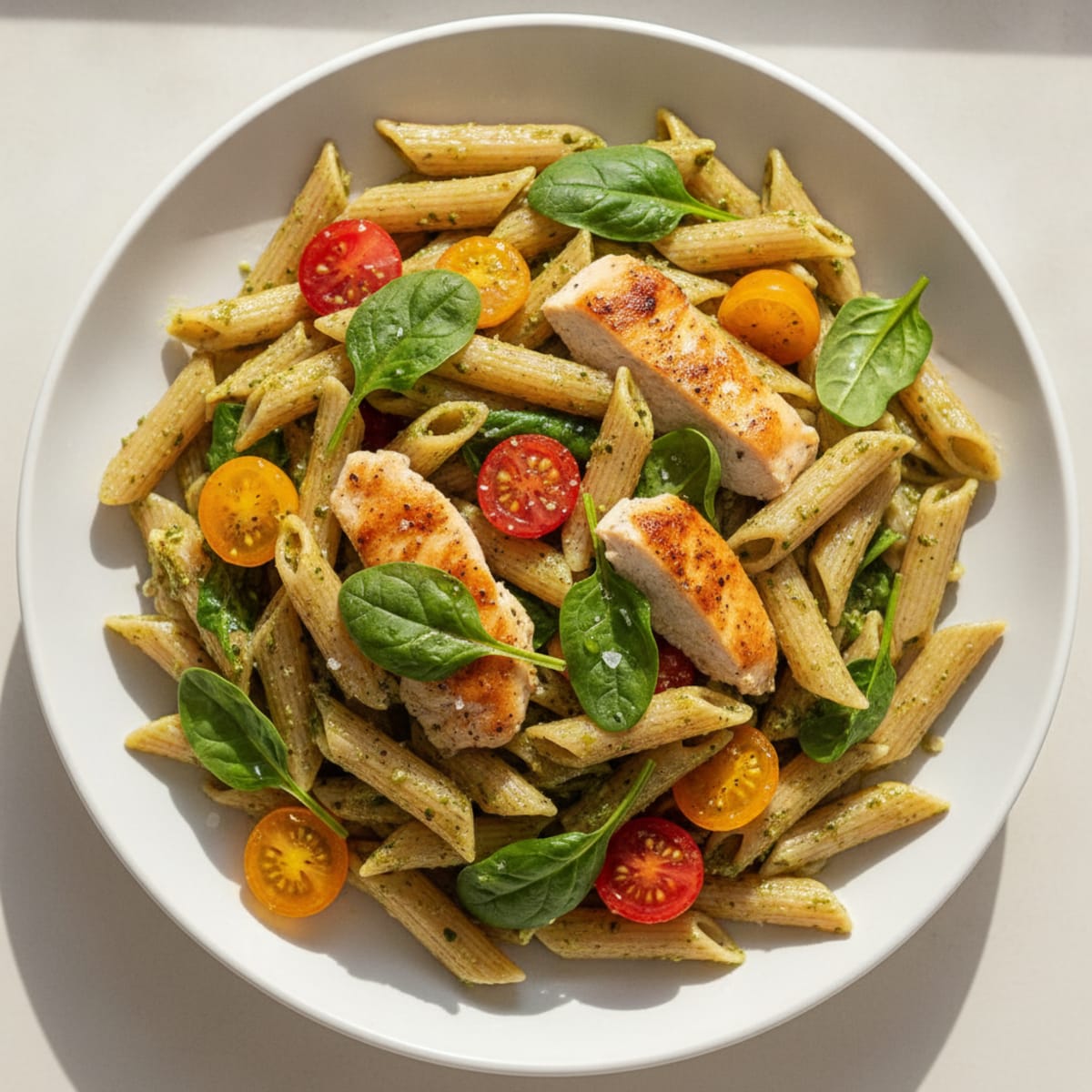 Pesto Chicken with Cherry Tomatoes Pasta