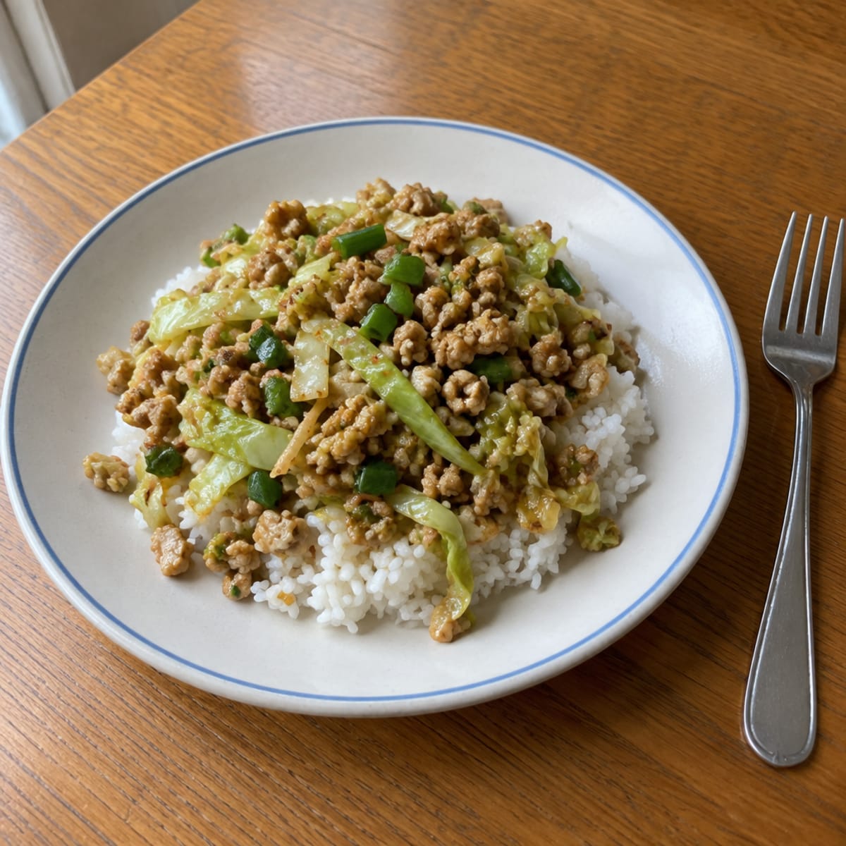Ground chicken and cabbage stir-fry