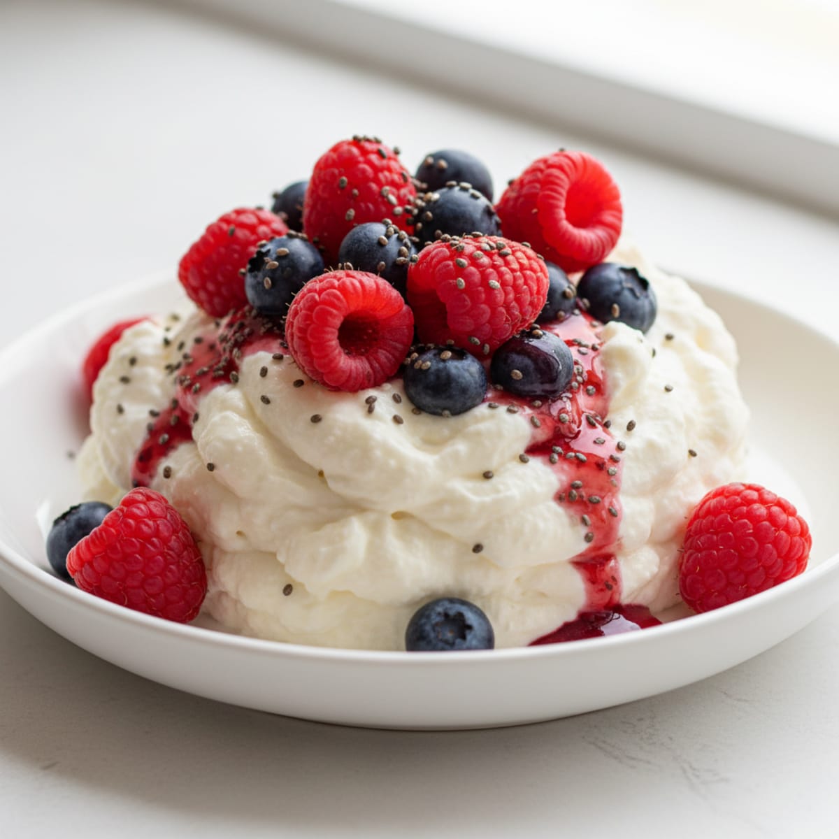Silky Greek Yogurt Protein Mousse with Mixed Berries