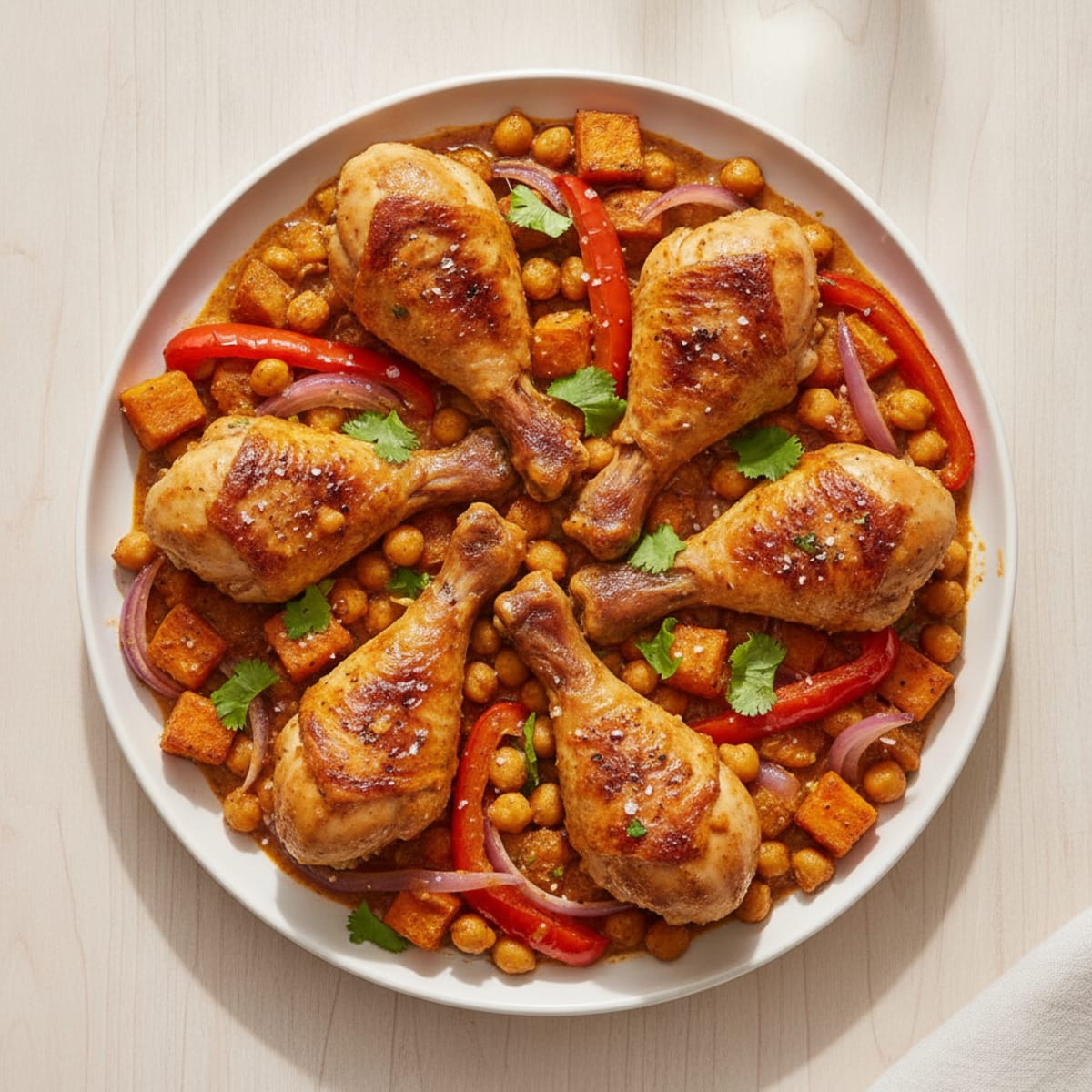 Coconut Curry Chicken Drumsticks with Roasted Vegetables