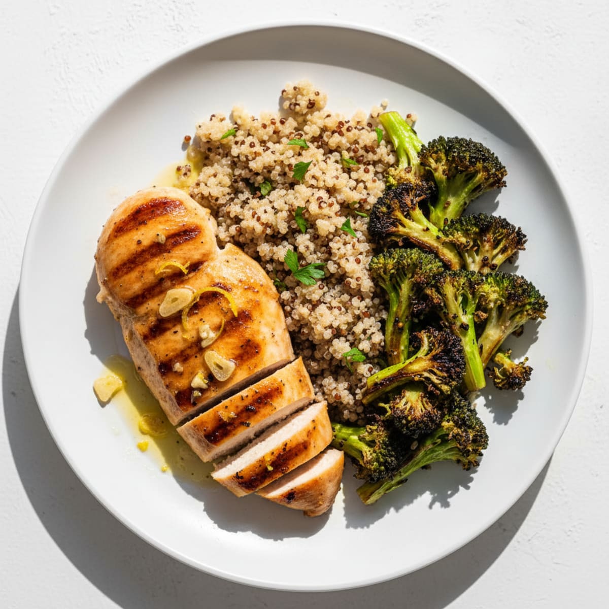 Grilled Chicken Breast with Roasted Broccoli and Quinoa