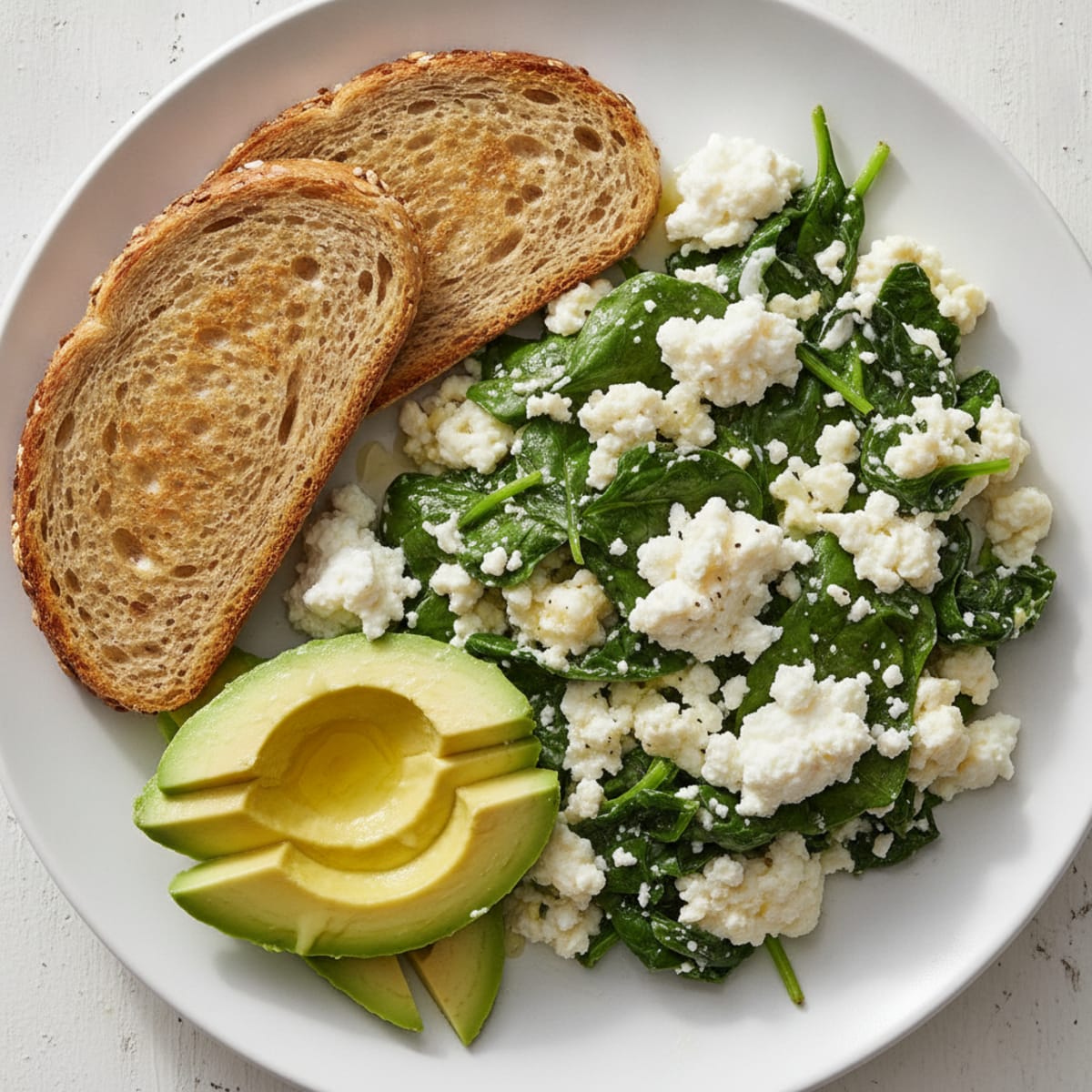 Scrambled Egg Whites with Spinach and Cottage Cheese