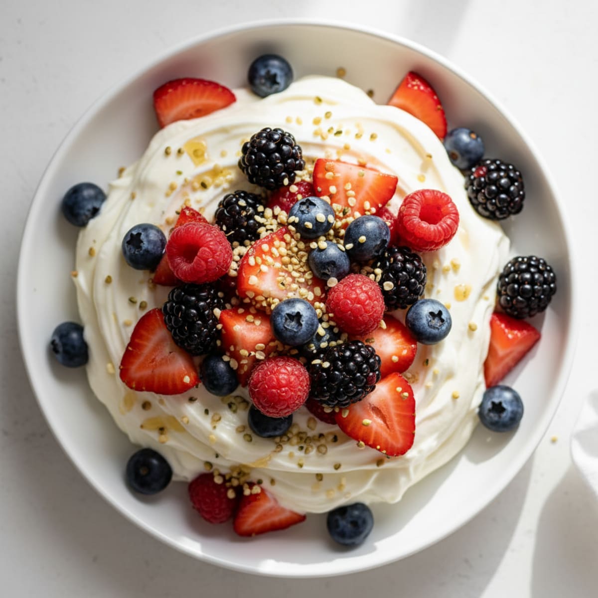 Silky Greek Yogurt with Mixed Berries and Protein Powder