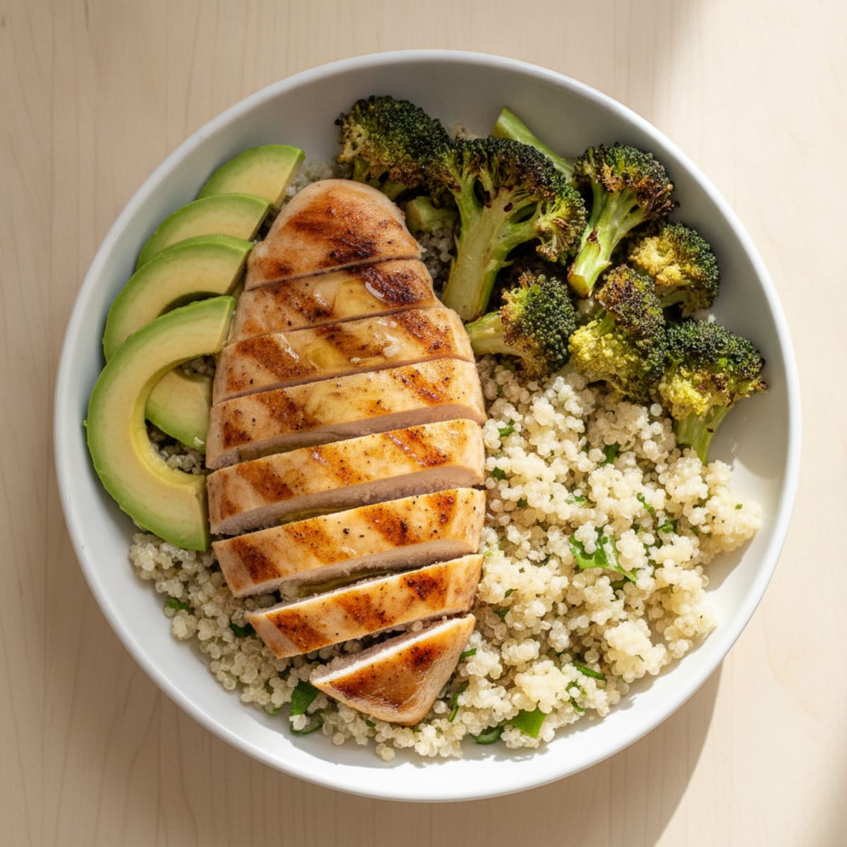Grilled Chicken and Quinoa Bowl with Roasted Broccoli