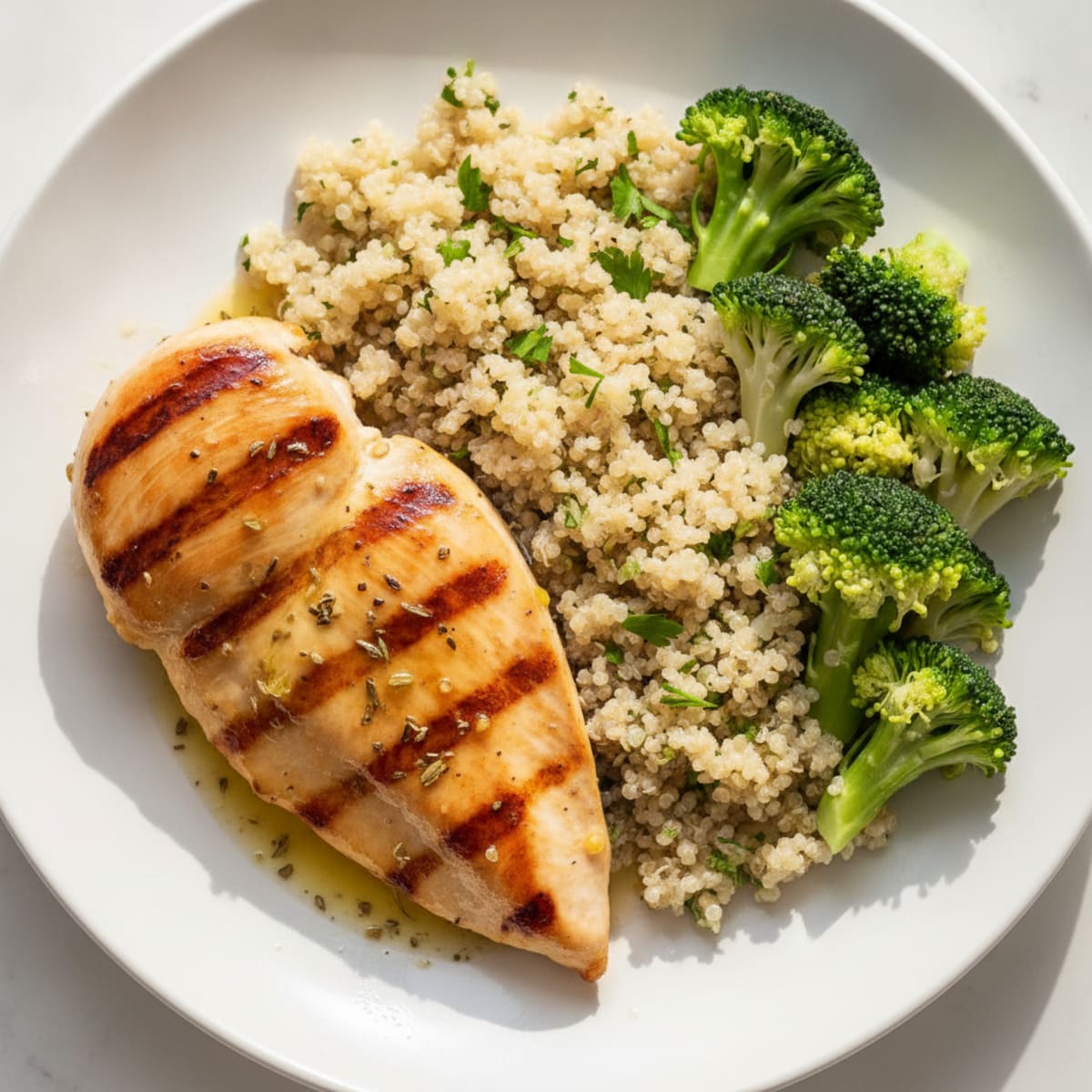 Grilled Chicken Breast with Quinoa and Steamed Broccoli