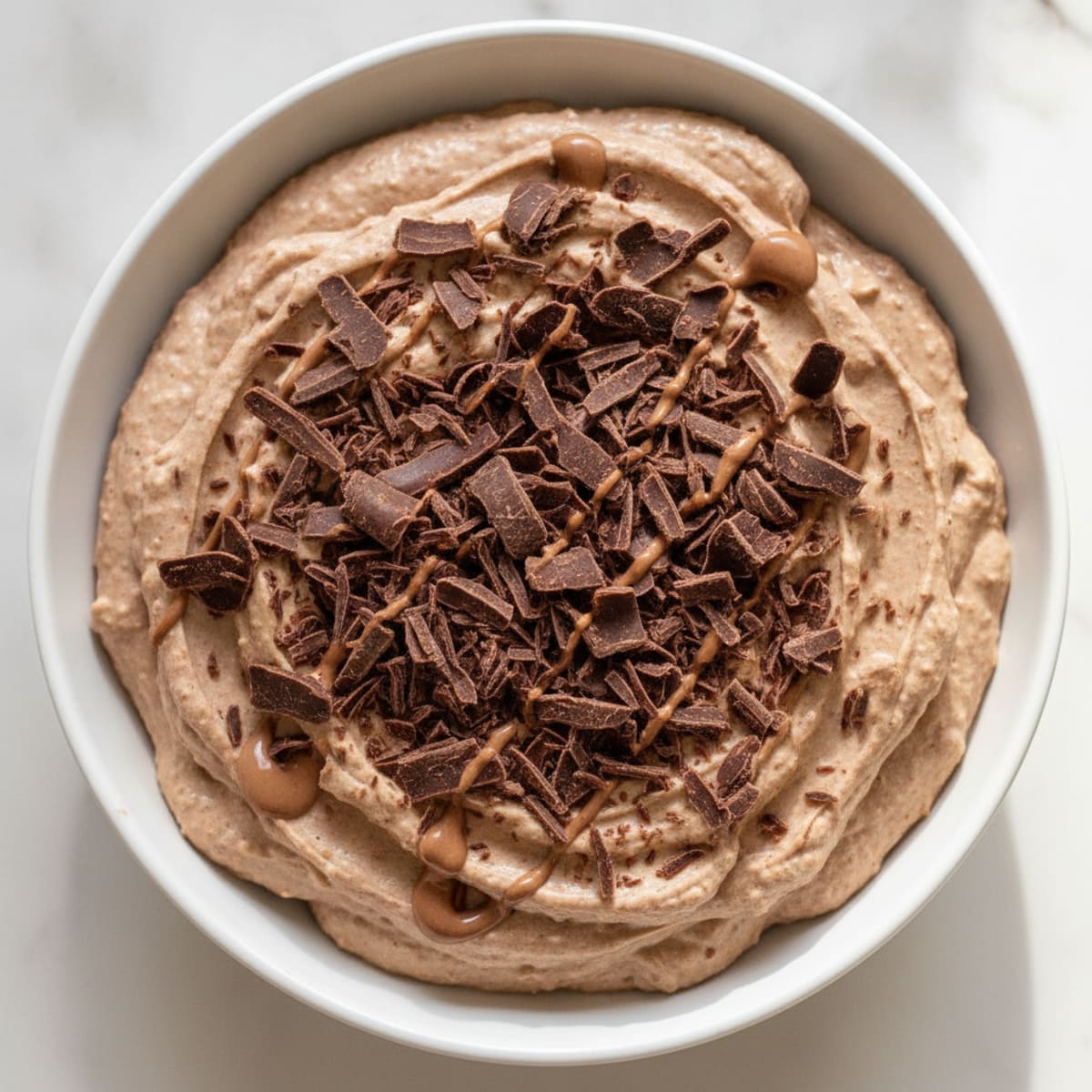 Greek Yogurt Protein Mousse with Dark Chocolate Shavings