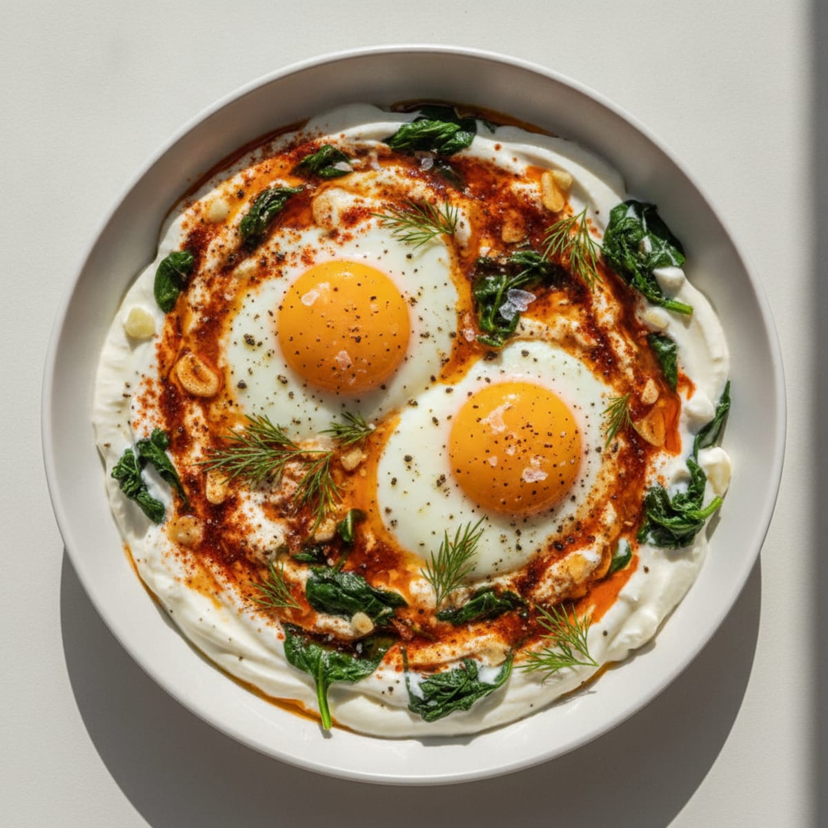 Baked Eggs with Garlic Greek Yogurt