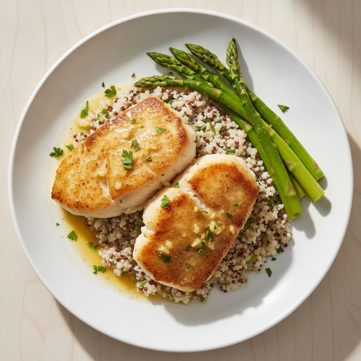 Pan-Seared Monkfish with Lemon-Herb Sauce