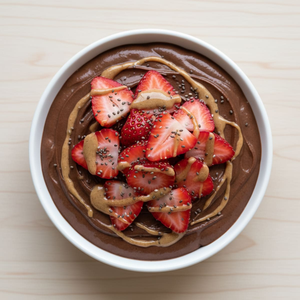 Silky Chocolate Protein Pudding with Fresh Strawberries