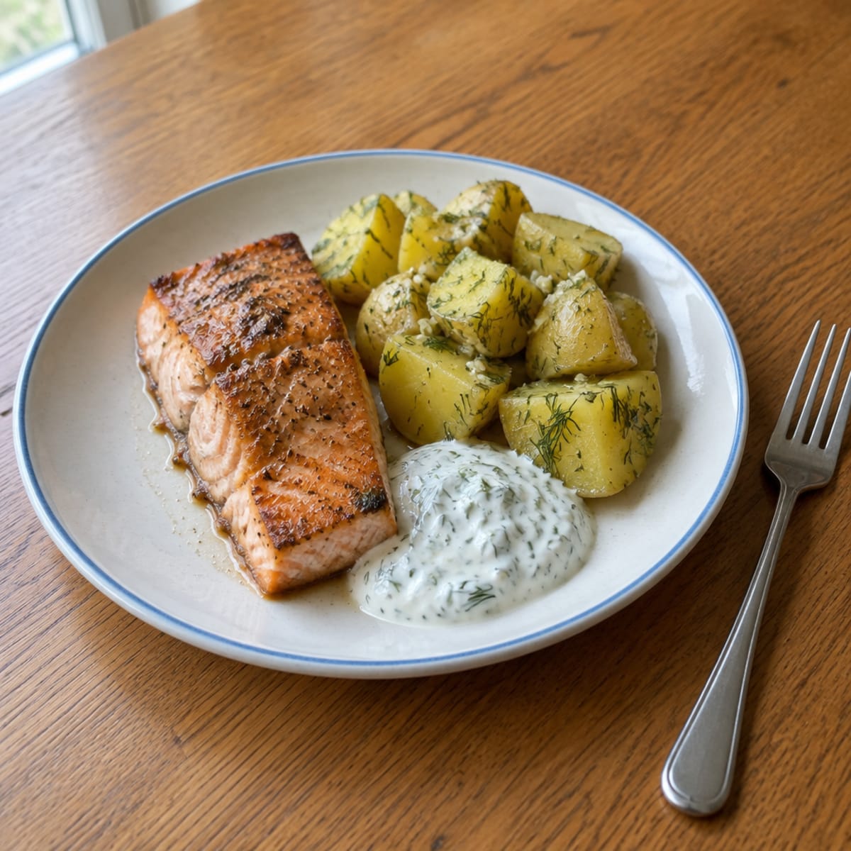 Salmon with lemon-dill potatoes