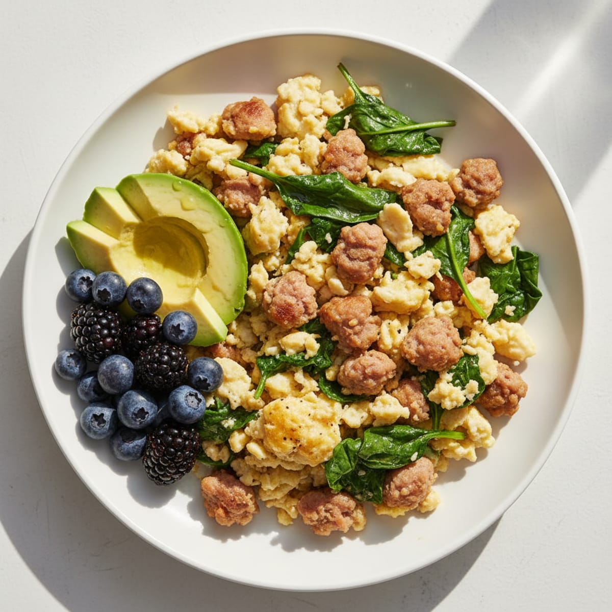 Egg White and Turkey Sausage Scramble with Spinach
