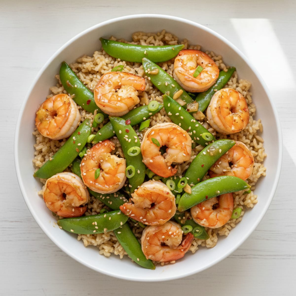 Ginger Shrimp Stir-Fry with Snow Peas