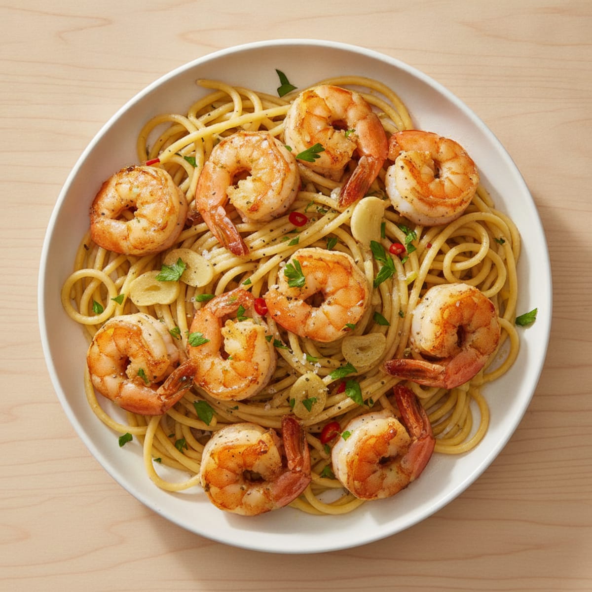 Protein-Packed Spaghetti Aglio e Olio with Shrimp