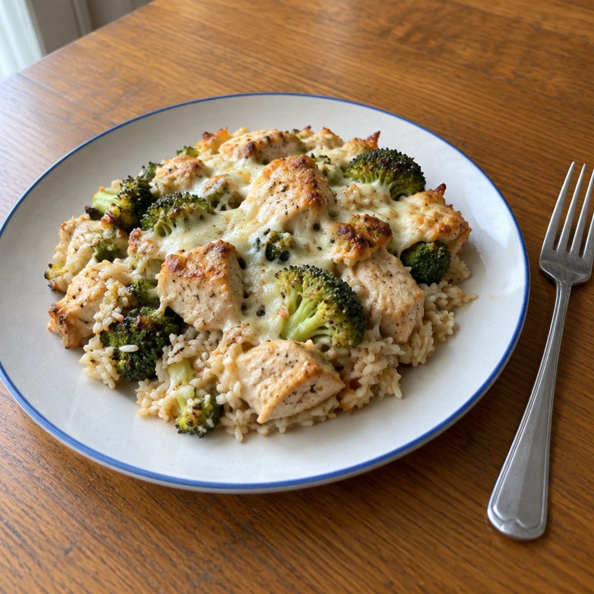 Chicken and broccoli rice bake