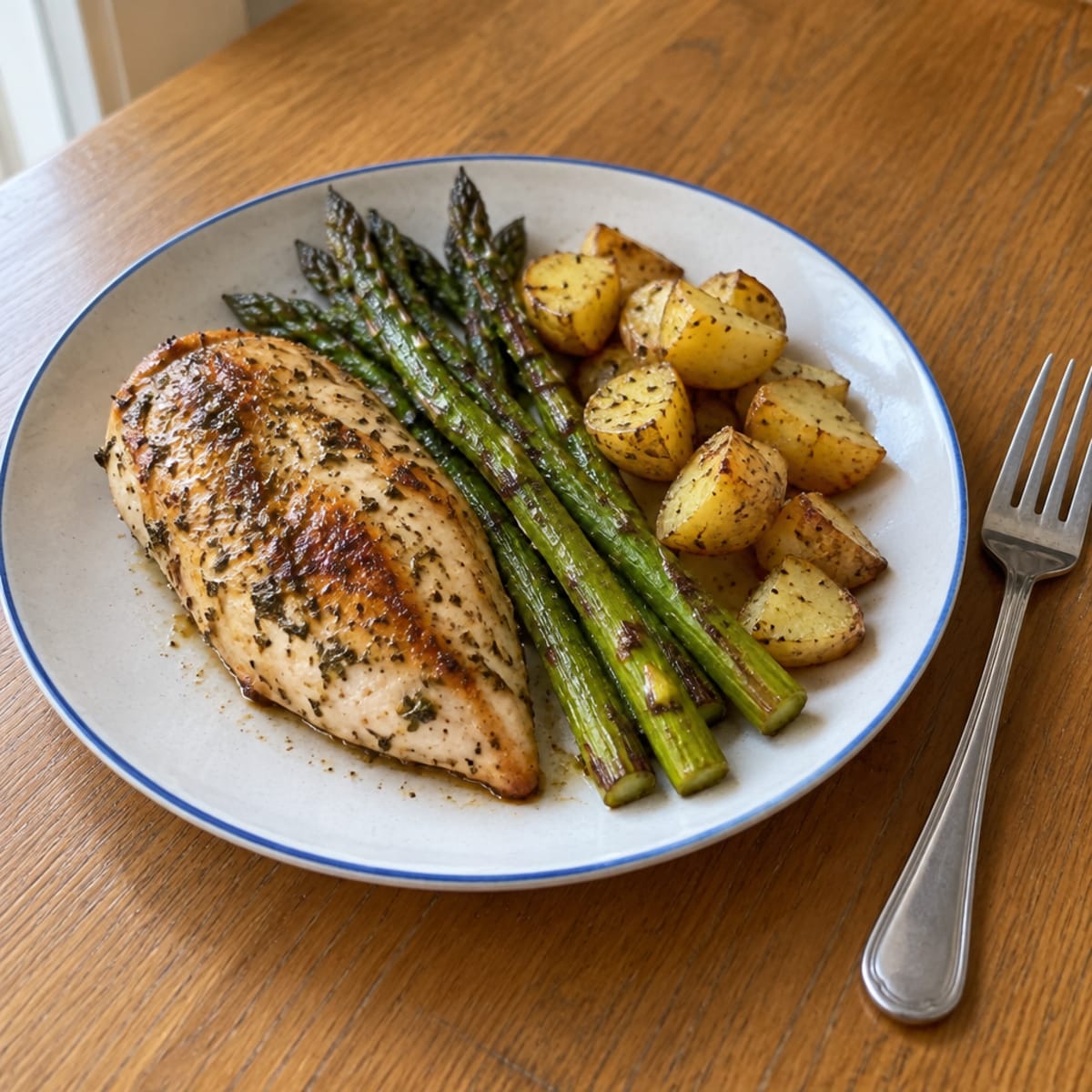 Lemon herb chicken with asparagus