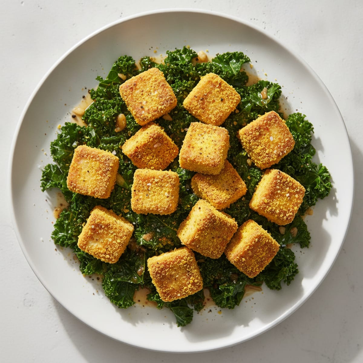 Pan-Seared Tofu with Sautéed Kale