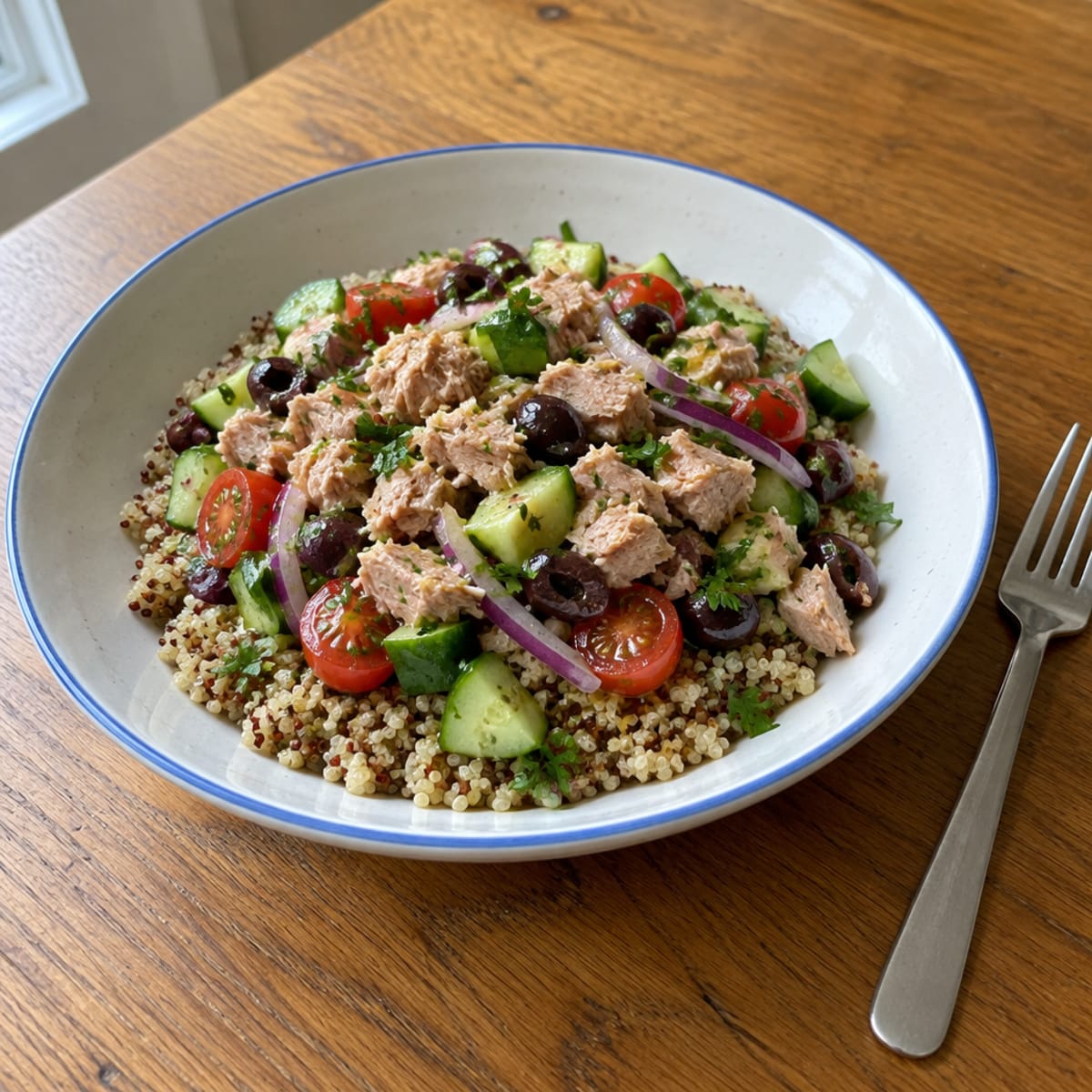 Mediterranean tuna and quinoa bowl
