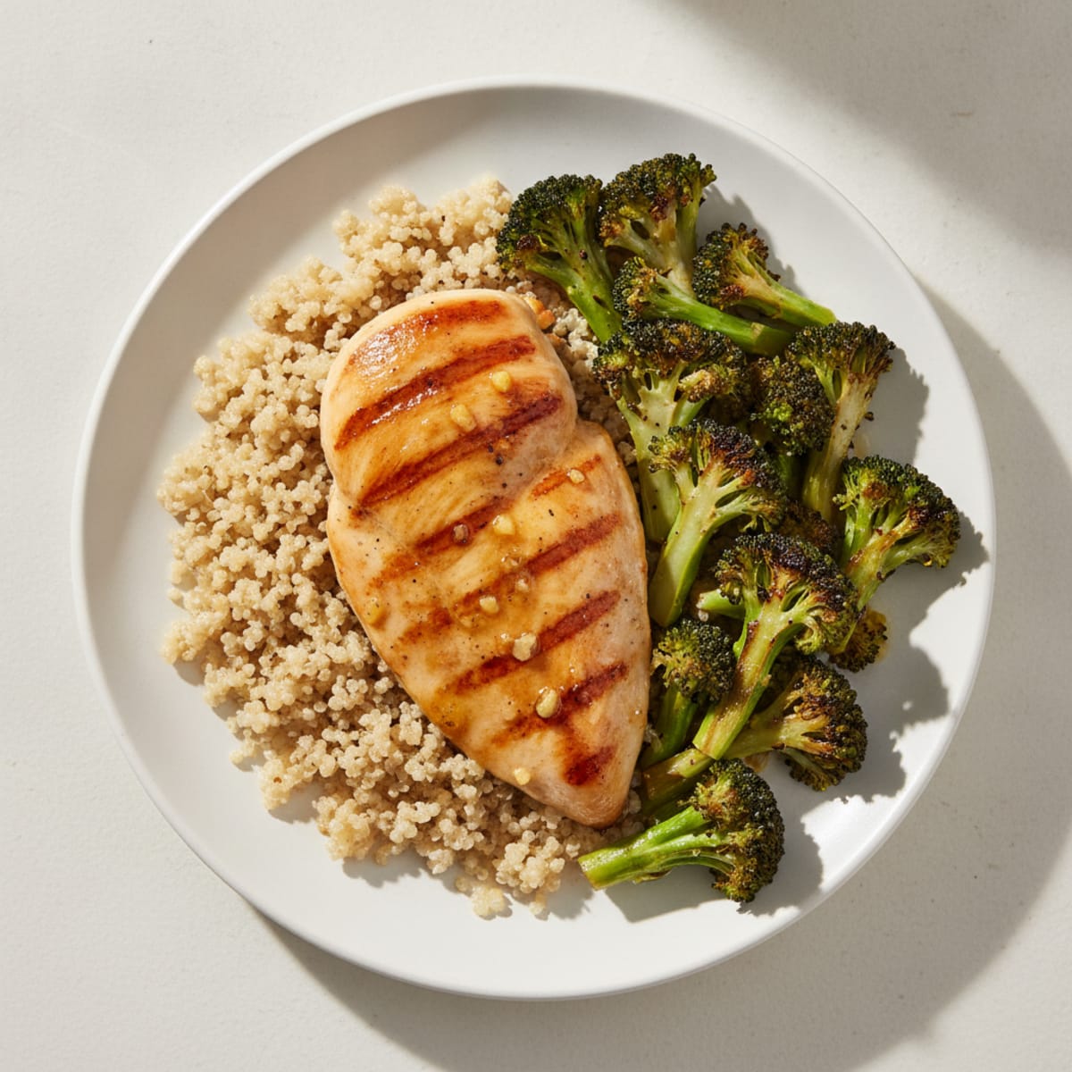 Grilled Chicken Breast with Roasted Broccoli and Quinoa