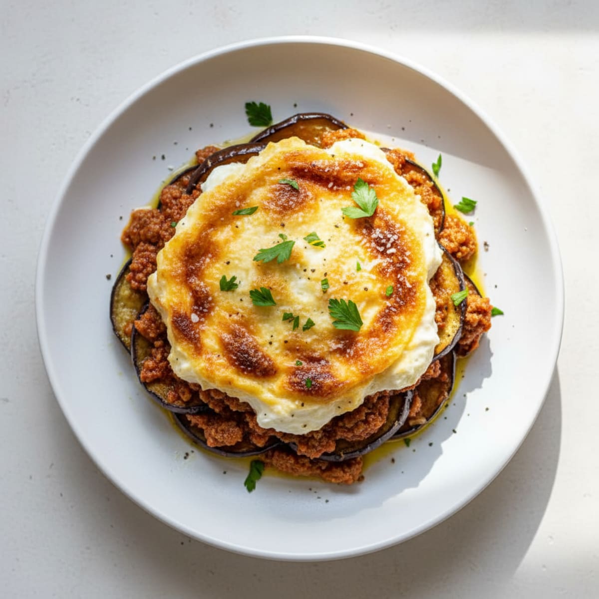 Baked Lamb Moussaka with Eggplant