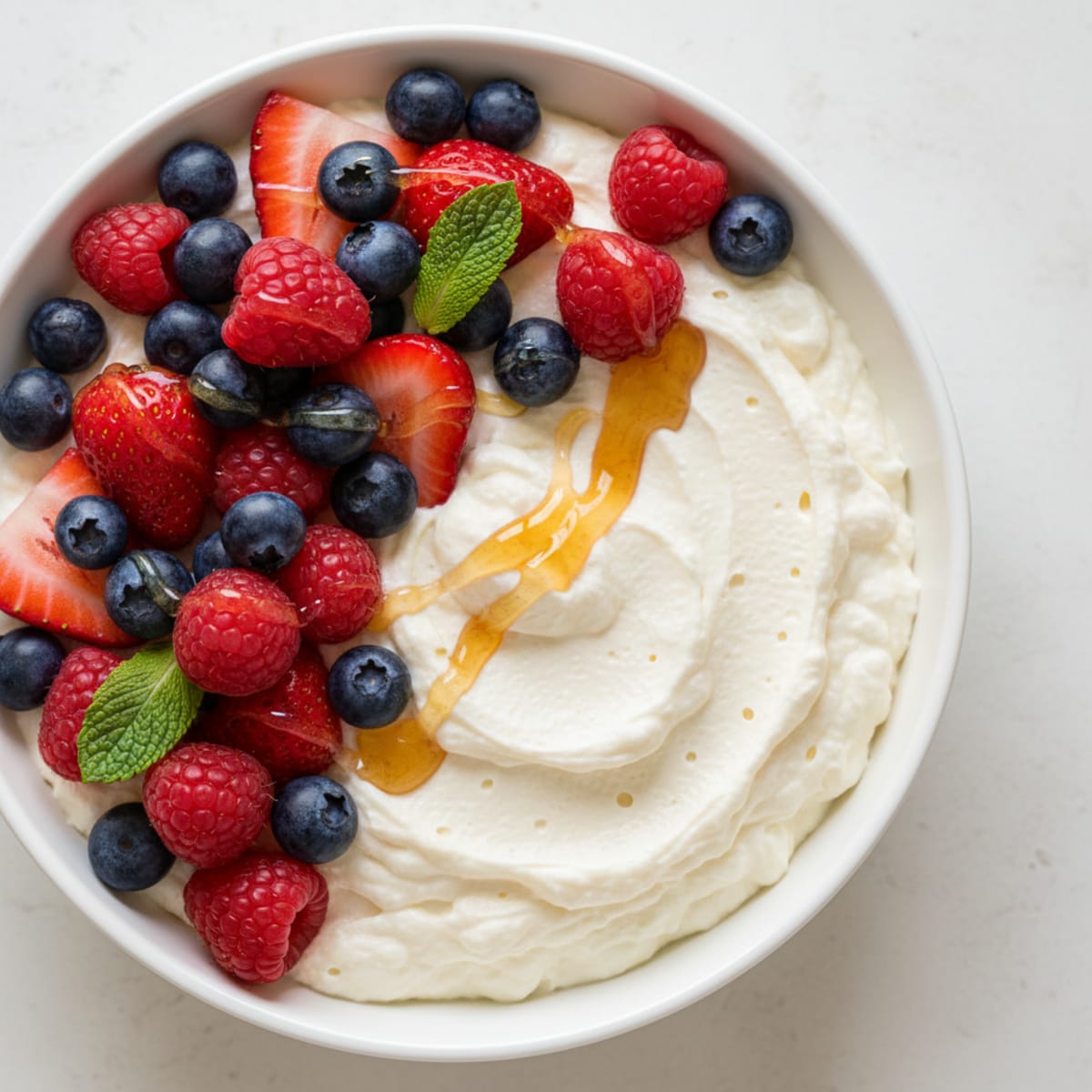 Silky Greek Yogurt Protein Mousse with Fresh Berries
