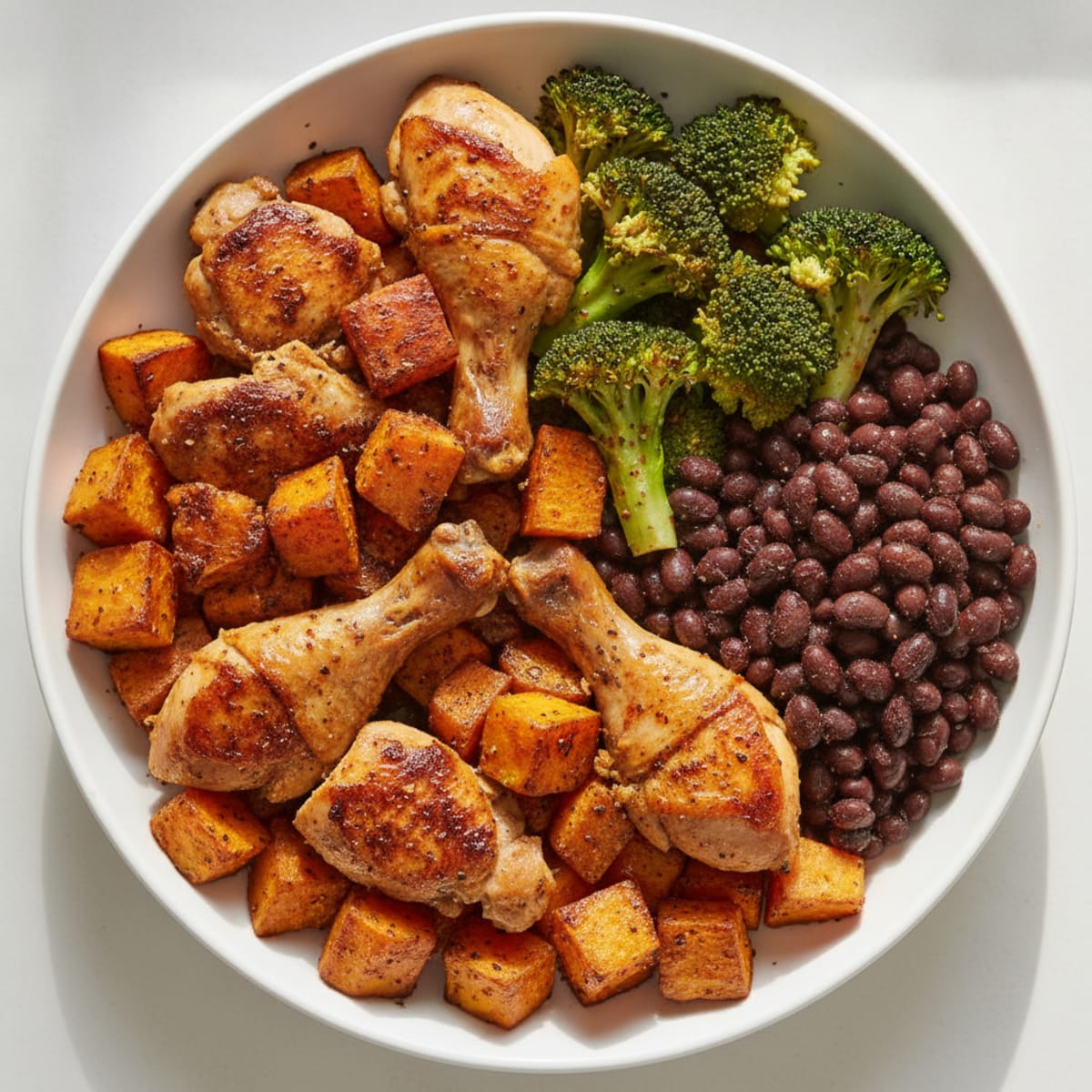 Roasted Chicken Leg with Sweet Potato and Broccoli