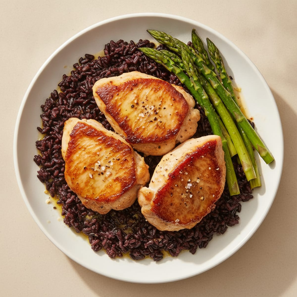 Pan-Seared Chicken Thigh with Black Rice