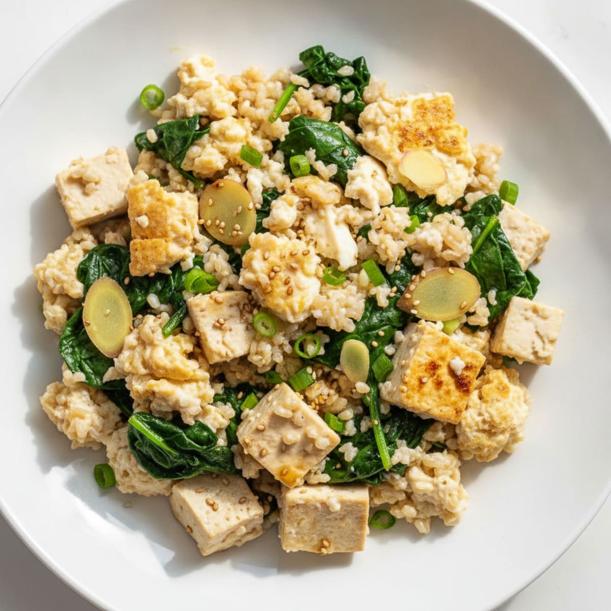 Egg White Scramble with Silky Tofu and Spinach