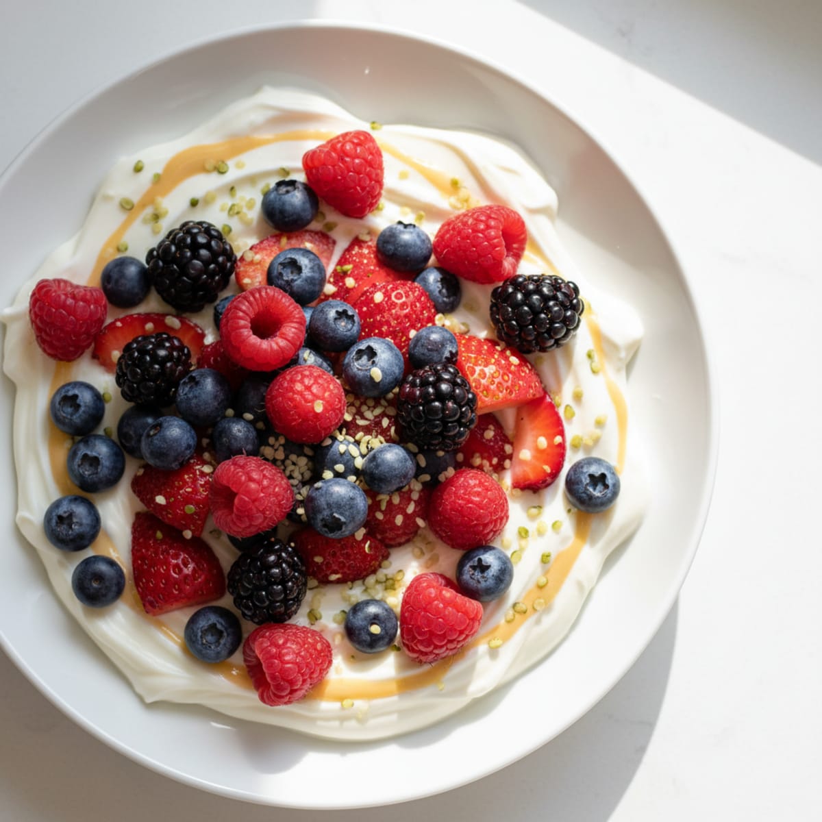 Silky Vanilla Protein Yogurt with Mixed Berries