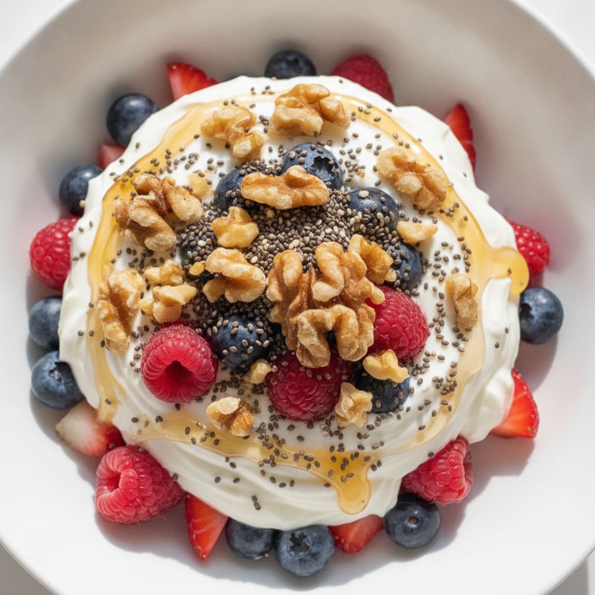 Creamy Greek Yogurt Parfait with Chia Seeds and Mixed Berries