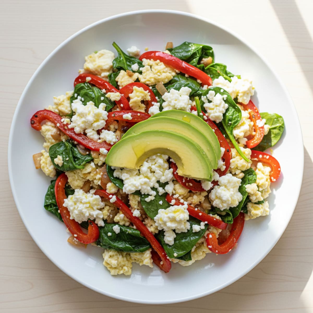 Egg White Veggie Scramble with Cottage Cheese