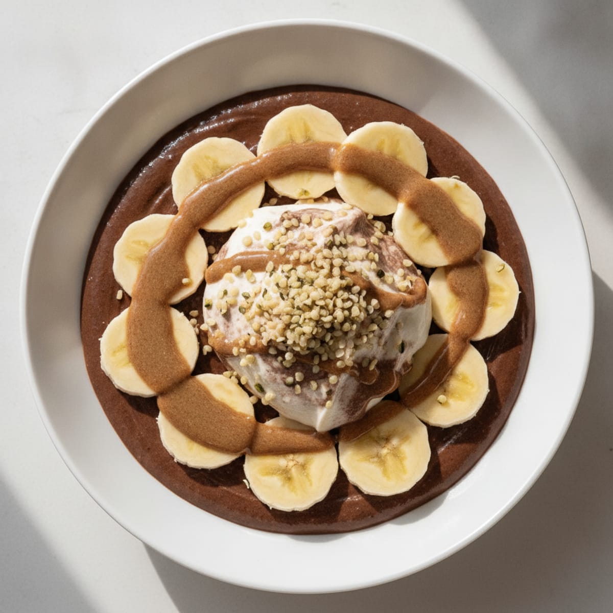 Silky Chocolate Protein Pudding with Sliced Banana