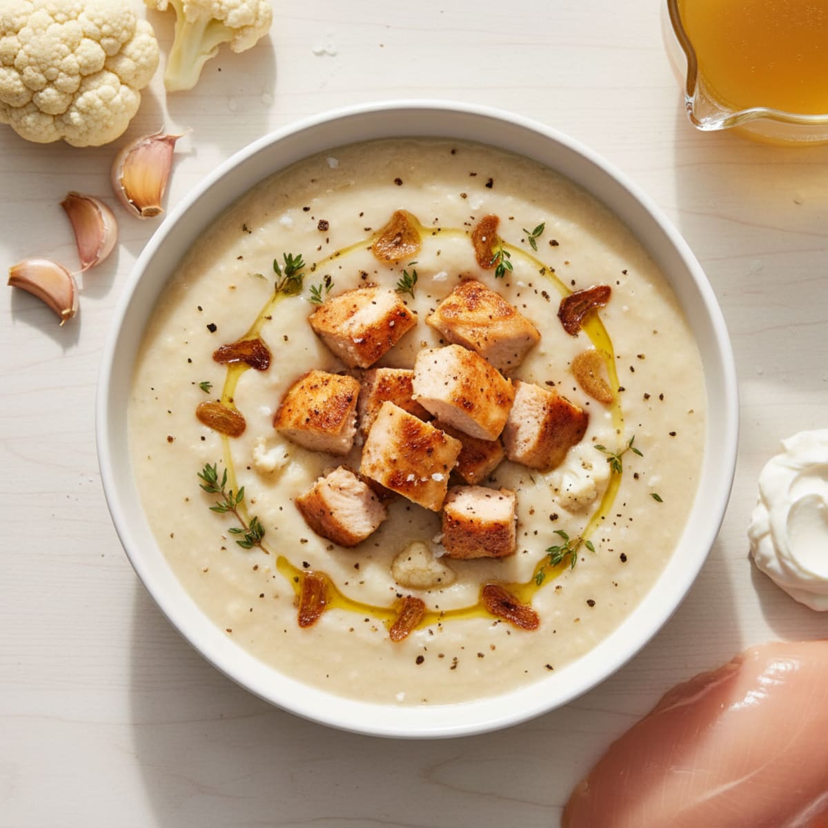 Roasted Garlic Cauliflower Soup