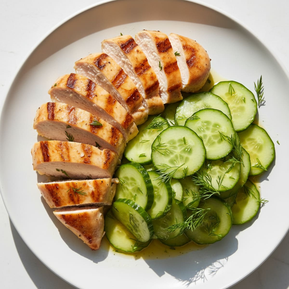 Grilled Chicken Breast with Cucumber Salad