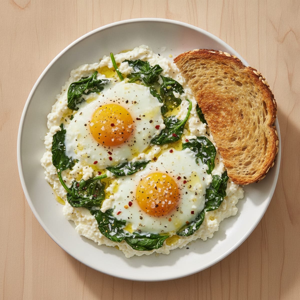 Baked Eggs with Whipped Cottage Cheese