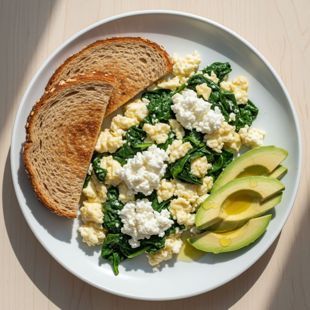 Egg White Scramble with Spinach and Cottage Cheese