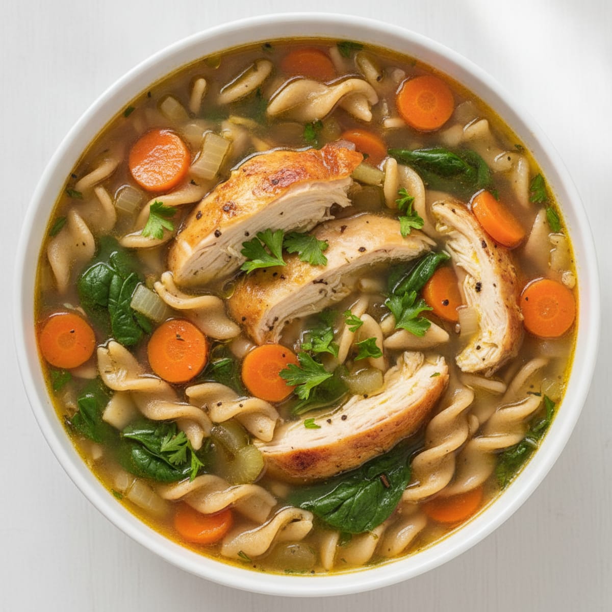 Rotisserie Chicken Noodle Soup with Garden Vegetables